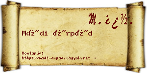 Mádi Árpád névjegykártya